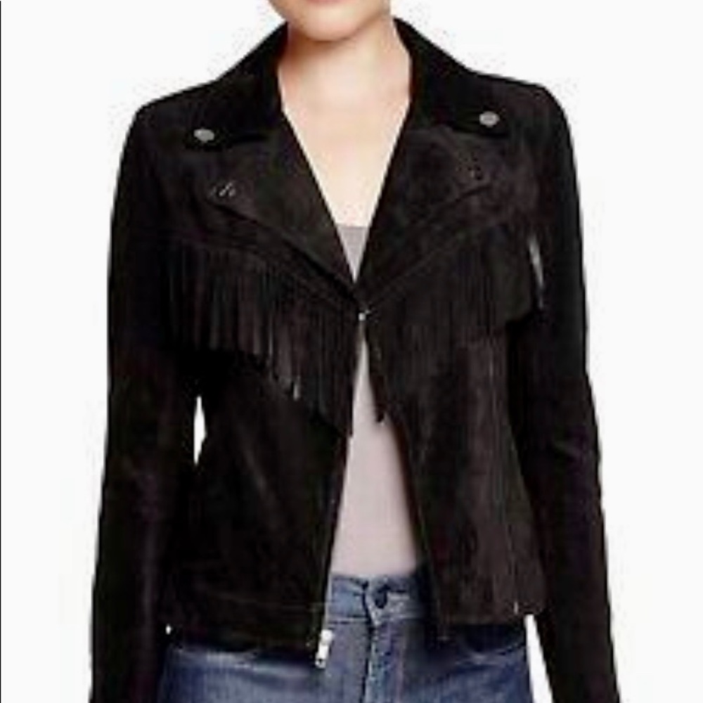 Sanctuary Boho Fringed Suede Moto Jacket - S
